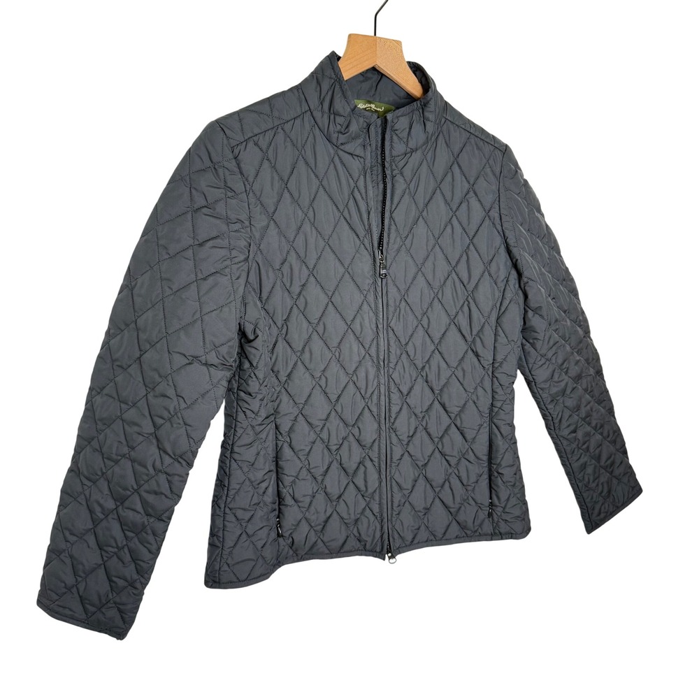 Eddie Bauer Quilted Puffer Jacket Womens M Black Lightweight Fall Minimalist